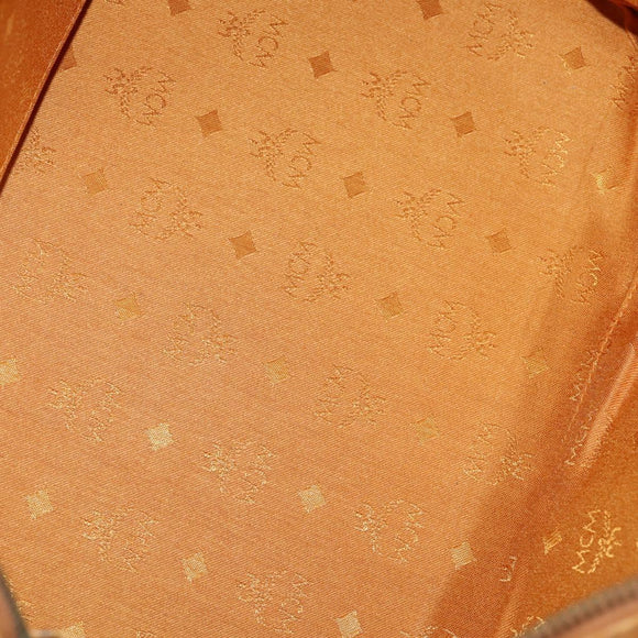 MCM Logogram Vicetos Boston Bag PVC Leather Brown Gold Auth 153049