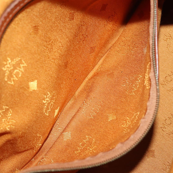 MCM Logogram Vicetos Boston Bag PVC Leather Brown Gold Auth 153049