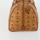 MCM Logogram Vicetos Boston Bag PVC Leather Brown Gold Auth 153049-4