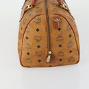 MCM Logogram Vicetos Boston Bag PVC Leather Brown Gold Auth 153049-5