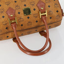 MCM Logogram Vicetos Boston Bag PVC Leather Brown Gold Auth 153049-7