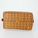 MCM Logogram Vicetos Boston Bag PVC Leather Brown Gold Auth 153049-9
