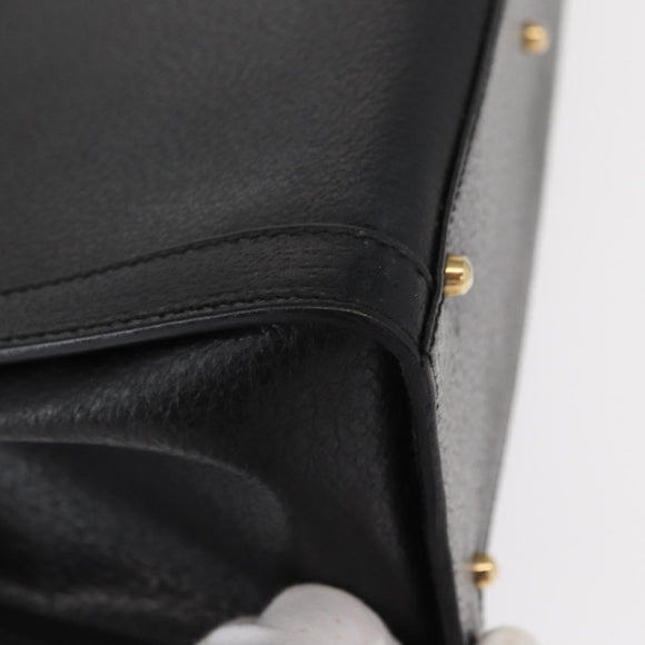 GUCCI Bamboo Tote Bag Leather Black Gold Auth 153050