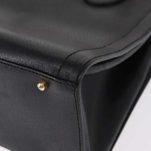 GUCCI Bamboo Tote Bag Leather Black Gold Auth 153050