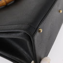 GUCCI Bamboo Tote Bag Leather Black Gold Auth 153050-15