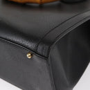 GUCCI Bamboo Tote Bag Leather Black Gold Auth 153050-16