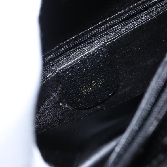 GUCCI Bamboo Tote Bag Leather Black Gold Auth 153050