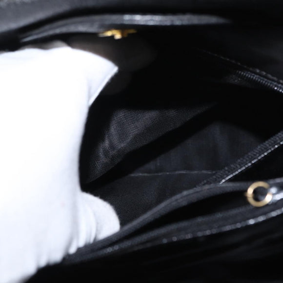 GUCCI Bamboo Tote Bag Leather Black Gold Auth 153050