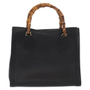 GUCCI Bamboo Tote Bag Leather Black Gold Auth 153050-13