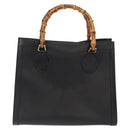 GUCCI Bamboo Tote Bag Leather Black Gold Auth 153050-2
