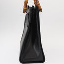 GUCCI Bamboo Tote Bag Leather Black Gold Auth 153050-4