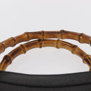 GUCCI Bamboo Tote Bag Leather Black Gold Auth 153050-8