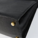 Salvatore Ferragamo Vala Hand Bag Leather Black Gold Auth 153051-10