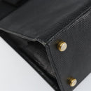 Salvatore Ferragamo Vala Hand Bag Leather Black Gold Auth 153051-11