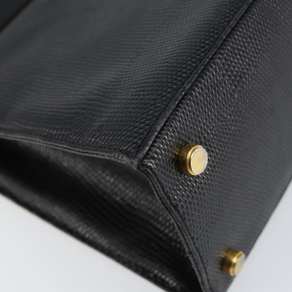 Salvatore Ferragamo Vala Hand Bag Leather Black Gold Auth 153051