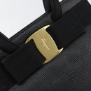 Salvatore Ferragamo Vala Hand Bag Leather Black Gold Auth 153051-14