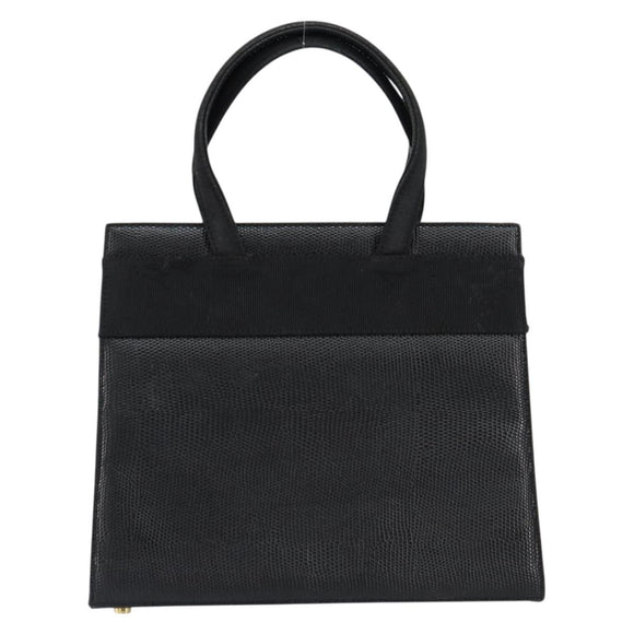 Salvatore Ferragamo Vala Hand Bag Leather Black Gold Auth 153051