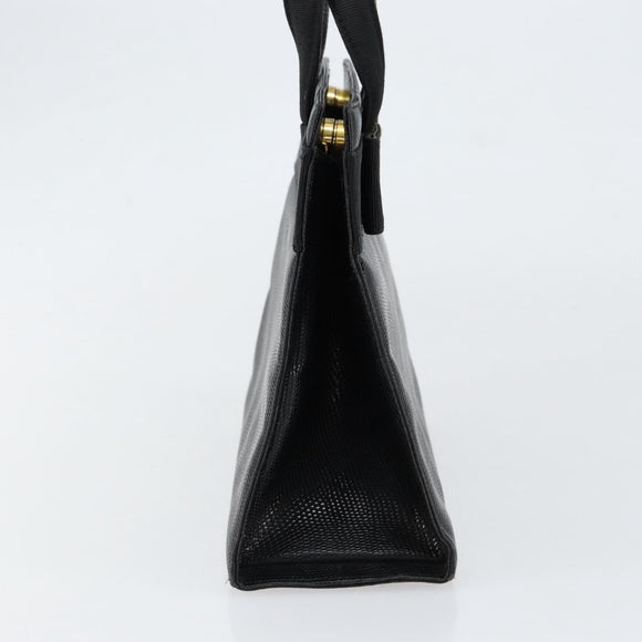 Salvatore Ferragamo Vala Hand Bag Leather Black Gold Auth 153051