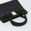 Salvatore Ferragamo Vala Hand Bag Leather Black Gold Auth 153051-6