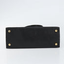 Salvatore Ferragamo Vala Hand Bag Leather Black Gold Auth 153051-9