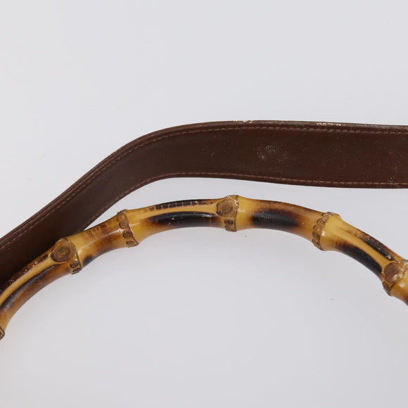 GUCCI Bamboo Hand Bag Leather 2way Brown Gold 001 1577 3754 Auth 153052