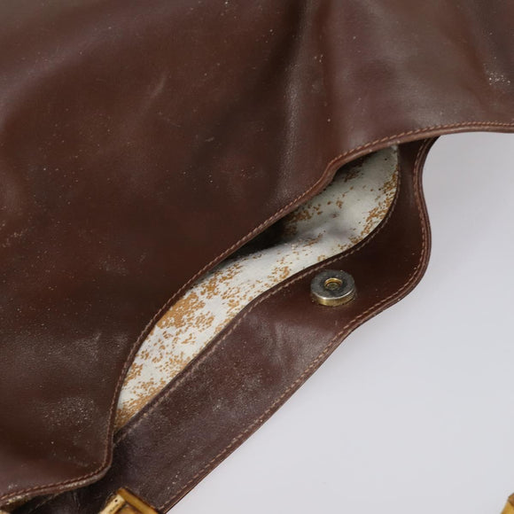 GUCCI Bamboo Hand Bag Leather 2way Brown Gold 001 1577 3754 Auth 153052