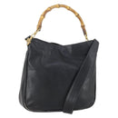 GUCCI Bamboo Shoulder Bag Leather 2way Black Gold 001 1638 Auth 153053-1