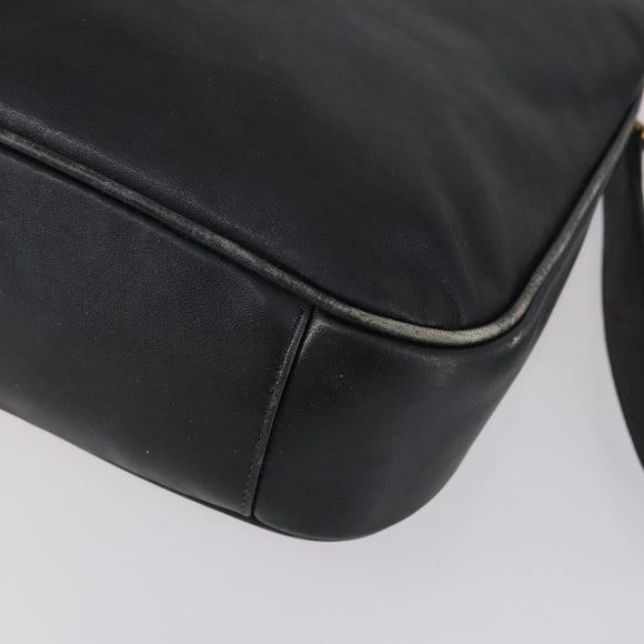 GUCCI Bamboo Shoulder Bag Leather 2way Black Gold 001 1638 Auth 153053