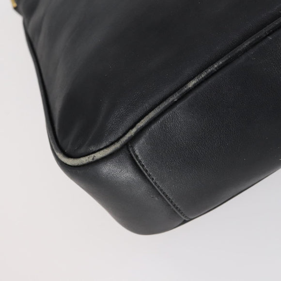 GUCCI Bamboo Shoulder Bag Leather 2way Black Gold 001 1638 Auth 153053