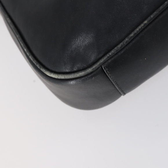 GUCCI Bamboo Shoulder Bag Leather 2way Black Gold 001 1638 Auth 153053