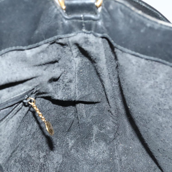 GUCCI Bamboo Shoulder Bag Leather 2way Black Gold 001 1638 Auth 153053