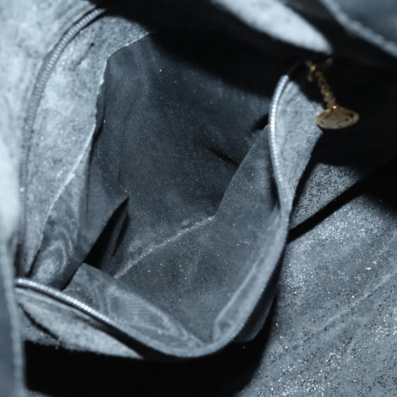 GUCCI Bamboo Shoulder Bag Leather 2way Black Gold 001 1638 Auth 153053