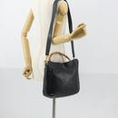 GUCCI Bamboo Shoulder Bag Leather 2way Black Gold 001 1638 Auth 153053-23