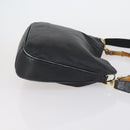 GUCCI Bamboo Shoulder Bag Leather 2way Black Gold 001 1638 Auth 153053-4