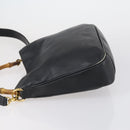 GUCCI Bamboo Shoulder Bag Leather 2way Black Gold 001 1638 Auth 153053-5