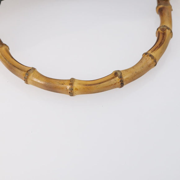 GUCCI Bamboo Shoulder Bag Leather 2way Black Gold 001 1638 Auth 153053