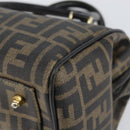 FENDI Zucca Canvas Hand Bag Black Brown Auth 153055-8
