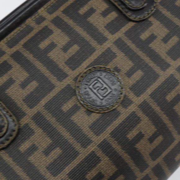 FENDI Zucca Canvas Hand Bag Black Brown Auth 153055