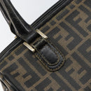 FENDI Zucca Canvas Hand Bag Black Brown Auth 153055-19