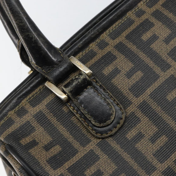 FENDI Zucca Canvas Hand Bag Black Brown Auth 153055