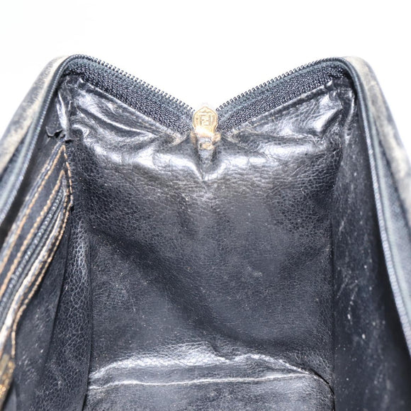 FENDI Zucca Canvas Hand Bag Black Brown Auth 153055