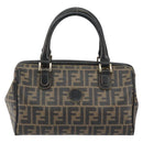 FENDI Zucca Canvas Hand Bag Black Brown Auth 153055-13