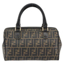 FENDI Zucca Canvas Hand Bag Black Brown Auth 153055-2