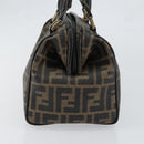 FENDI Zucca Canvas Hand Bag Black Brown Auth 153055-4