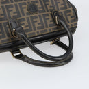 FENDI Zucca Canvas Hand Bag Black Brown Auth 153055-7