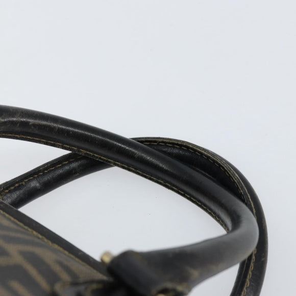 FENDI Zucca Canvas Hand Bag Black Brown Auth 153055