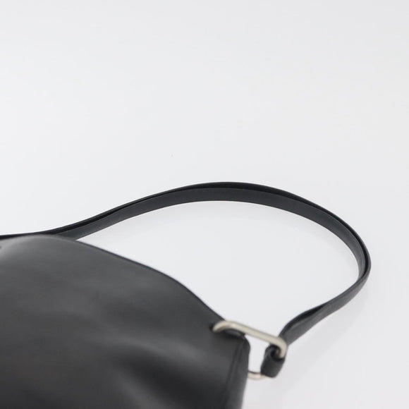 PRADA Shoulder Bag Leather Black Silver Auth 153057