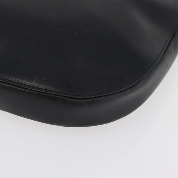 PRADA Shoulder Bag Leather Black Silver Auth 153057
