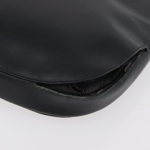 PRADA Shoulder Bag Leather Black Silver Auth 153057