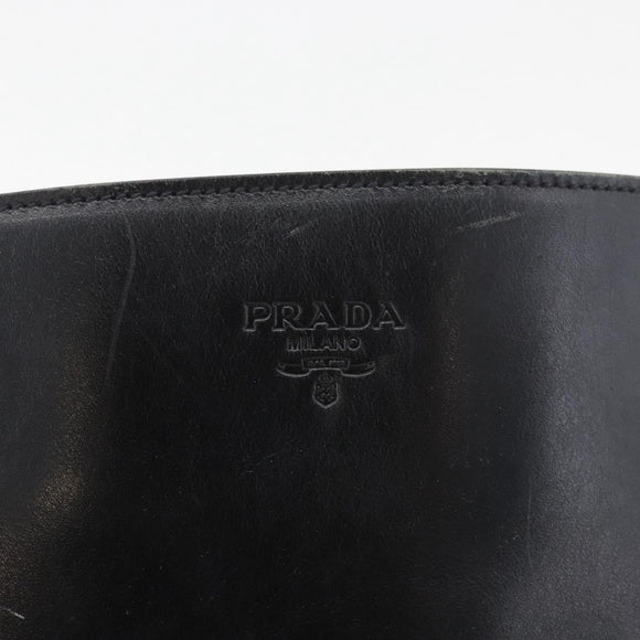 PRADA Shoulder Bag Leather Black Silver Auth 153057